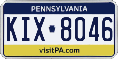 PA license plate KIX8046