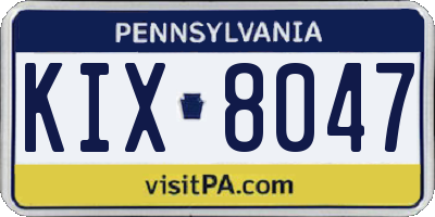 PA license plate KIX8047
