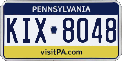 PA license plate KIX8048