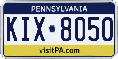 PA license plate KIX8050