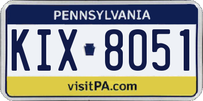 PA license plate KIX8051