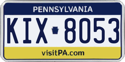 PA license plate KIX8053