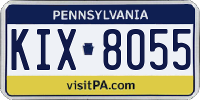 PA license plate KIX8055
