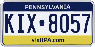 PA license plate KIX8057