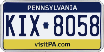PA license plate KIX8058