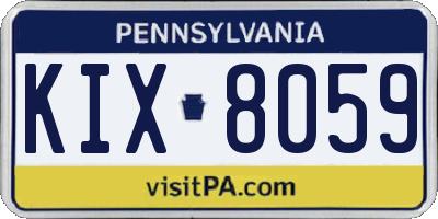 PA license plate KIX8059