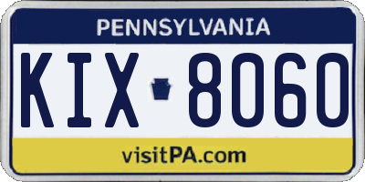 PA license plate KIX8060