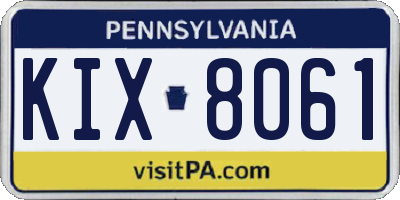 PA license plate KIX8061