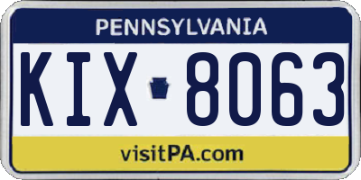 PA license plate KIX8063