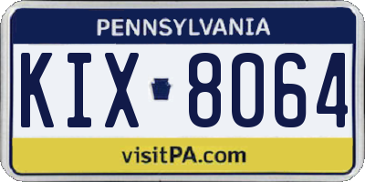 PA license plate KIX8064