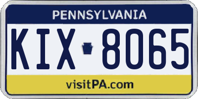 PA license plate KIX8065