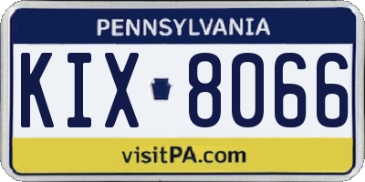 PA license plate KIX8066