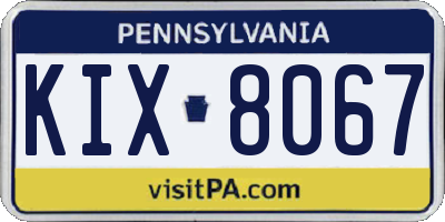 PA license plate KIX8067