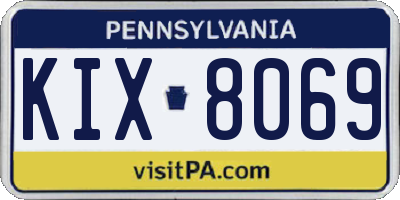 PA license plate KIX8069