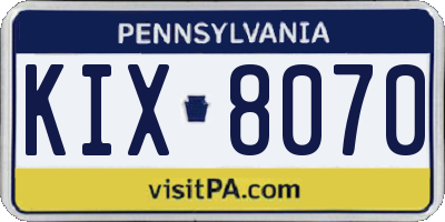 PA license plate KIX8070