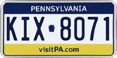 PA license plate KIX8071