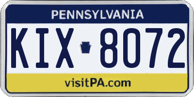PA license plate KIX8072