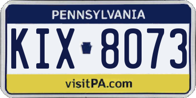 PA license plate KIX8073