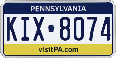 PA license plate KIX8074