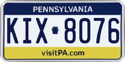 PA license plate KIX8076
