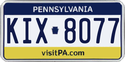 PA license plate KIX8077