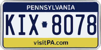 PA license plate KIX8078