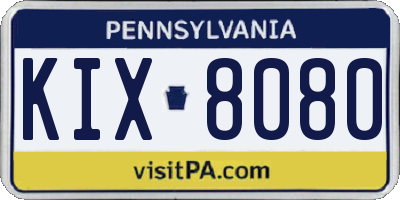 PA license plate KIX8080