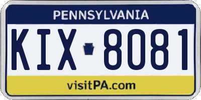 PA license plate KIX8081
