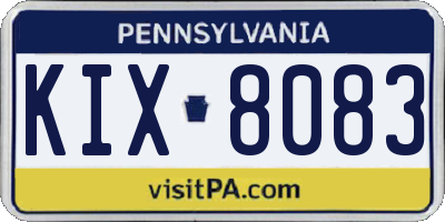 PA license plate KIX8083