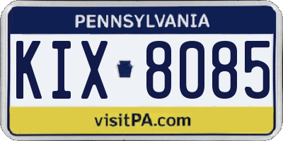 PA license plate KIX8085