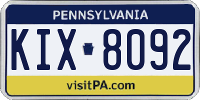 PA license plate KIX8092
