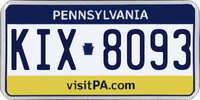 PA license plate KIX8093