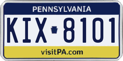 PA license plate KIX8101