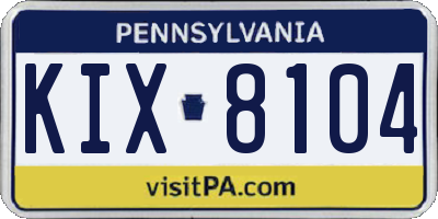 PA license plate KIX8104