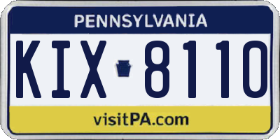 PA license plate KIX8110