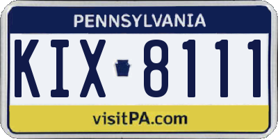 PA license plate KIX8111