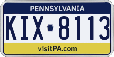 PA license plate KIX8113