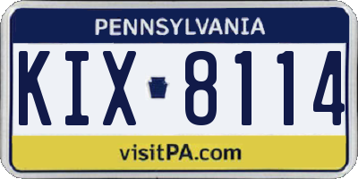 PA license plate KIX8114