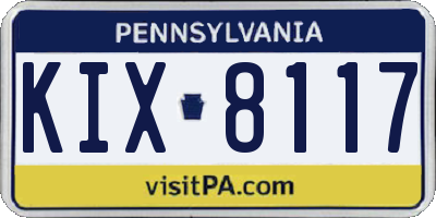 PA license plate KIX8117