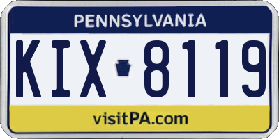 PA license plate KIX8119