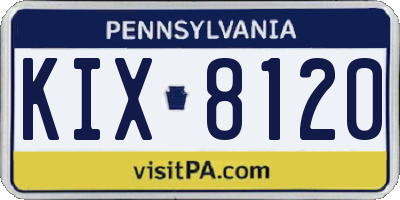 PA license plate KIX8120