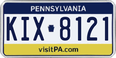 PA license plate KIX8121