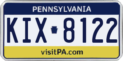 PA license plate KIX8122