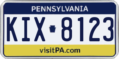 PA license plate KIX8123