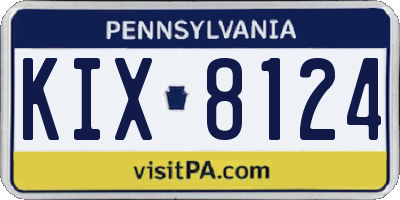 PA license plate KIX8124