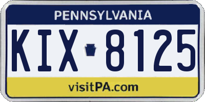 PA license plate KIX8125