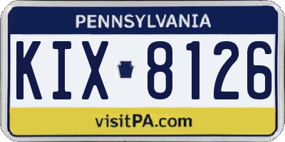 PA license plate KIX8126