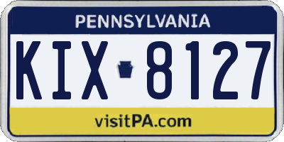PA license plate KIX8127