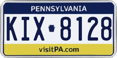 PA license plate KIX8128