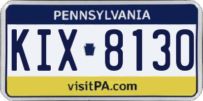 PA license plate KIX8130